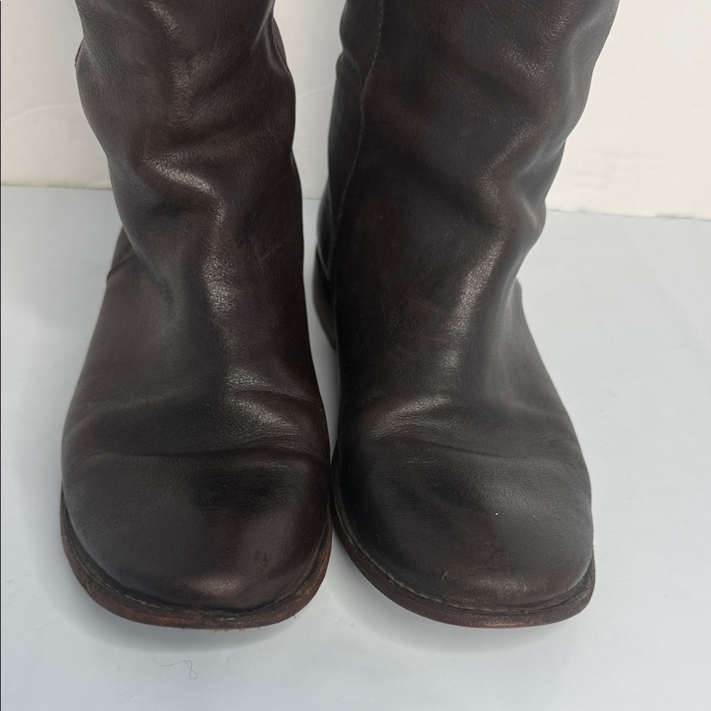 FRYE 77066 Paige Tall 3-Buckle Leather Brown Knee High Boots Womens Size 7.5 B - Picture 6 of 11